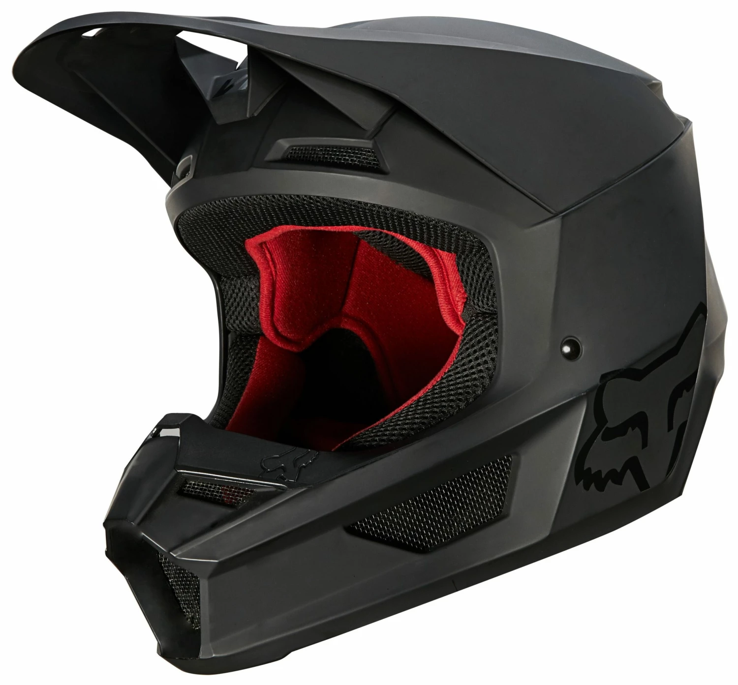 Fox Racing Youth V1 Matte Helmet - Solid Matte Black / Youth MD [Open Box]