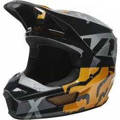 Fox Racing Youth V1 Skew Helmet -Cheap Kids Motorcycle Gear Store fox racing youth v1 skew helmet black gold 2