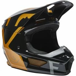 Fox Racing Youth V1 Skew Helmet -Cheap Kids Motorcycle Gear Store fox racing youth v1 skew helmet black gold