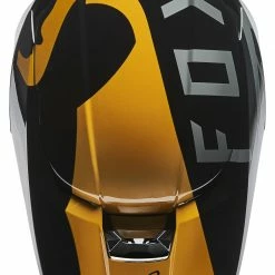 Fox Racing Youth V1 Skew Helmet -Cheap Kids Motorcycle Gear Store fox racing youth v1 skew helmet black gold 4