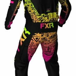 FXR Youth Podium MX Pants -Cheap Kids Motorcycle Gear Store fxr podium mx pants black hi viz yellow pink 1