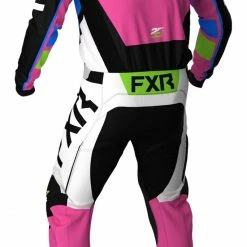 FXR Youth Podium MX Pants -Cheap Kids Motorcycle Gear Store fxr podium mx pants black white pink lime 1